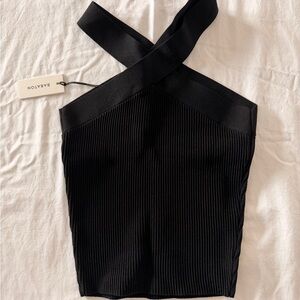 Babaton Black Ribbed Crop Top